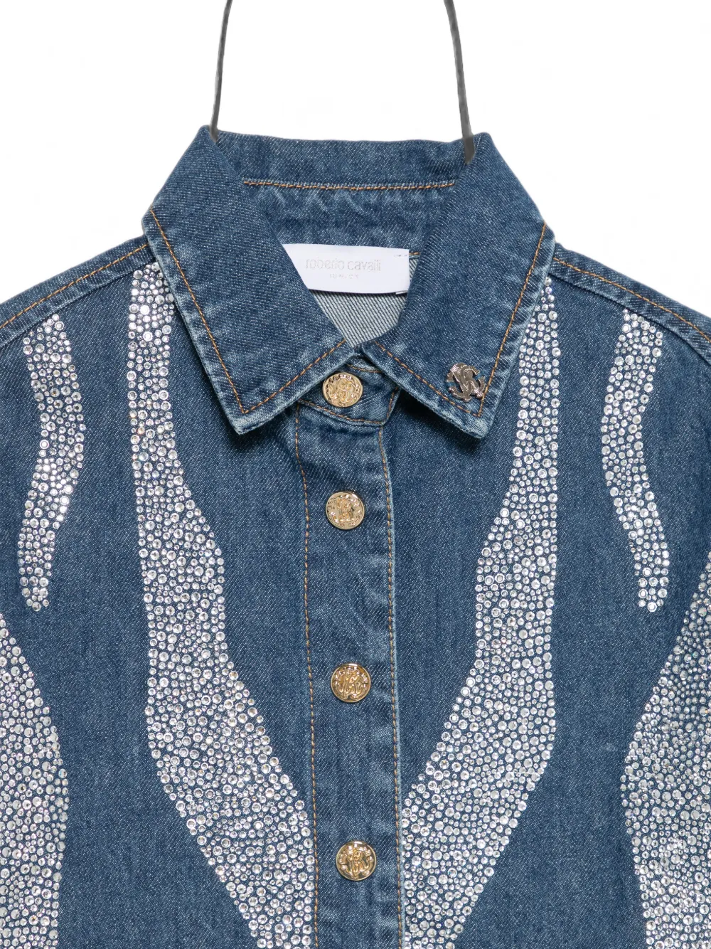 Roberto Cavalli Junior Spijkerjack met vervaagd effect Blauw