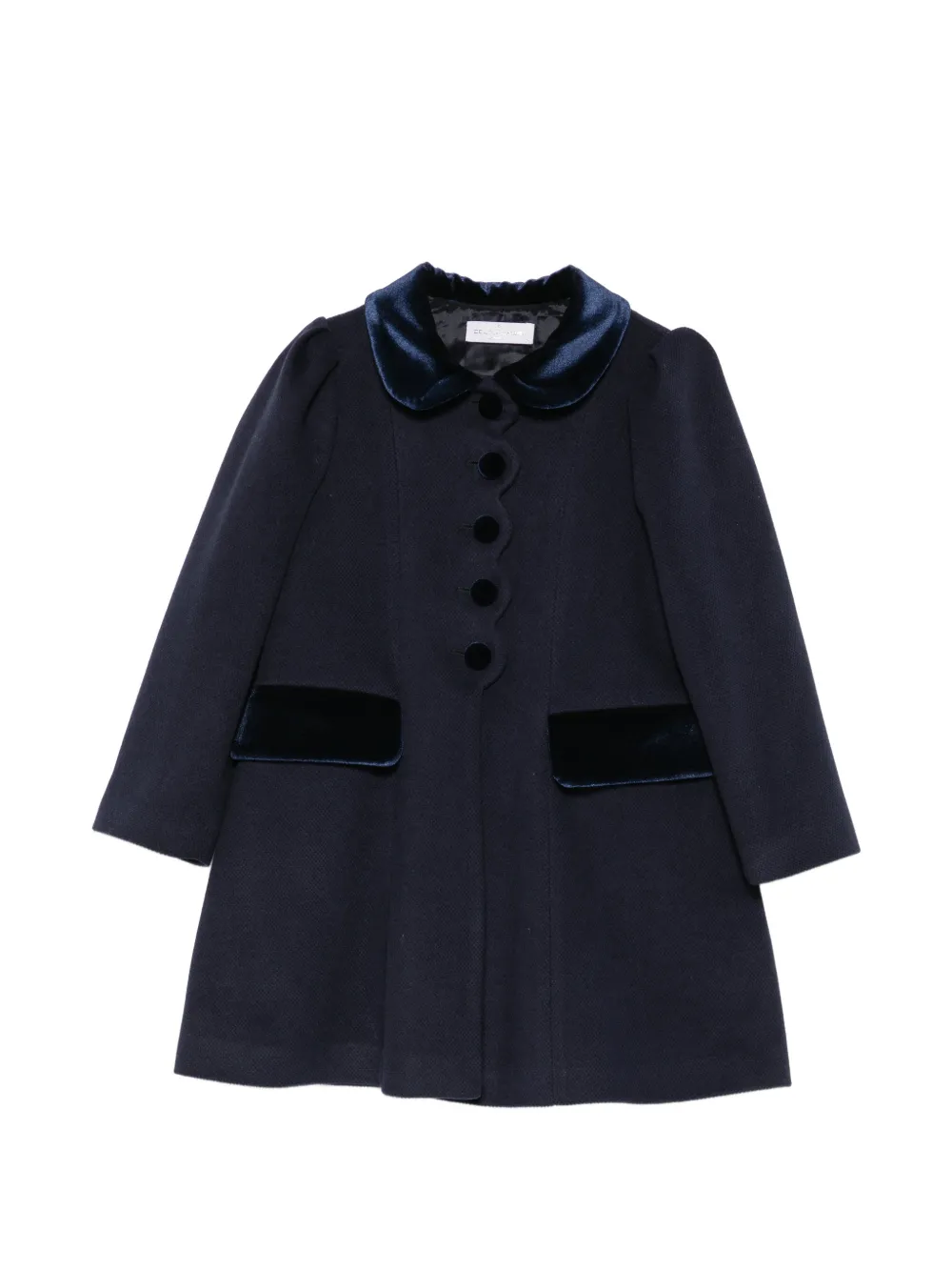 Colorichiari scalloped velvet-trim coat - Blu