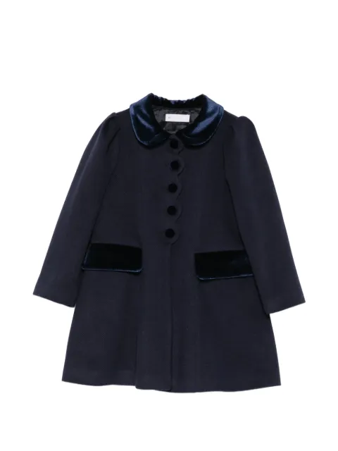 Colorichiari scalloped velvet-trim coat