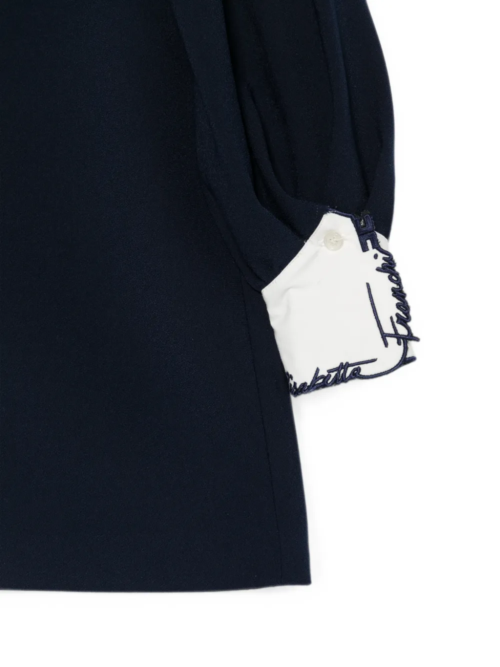 Elisabetta Franchi La Mia Bambina Jurk met contrasterende kraag en geborduurd logo Blauw