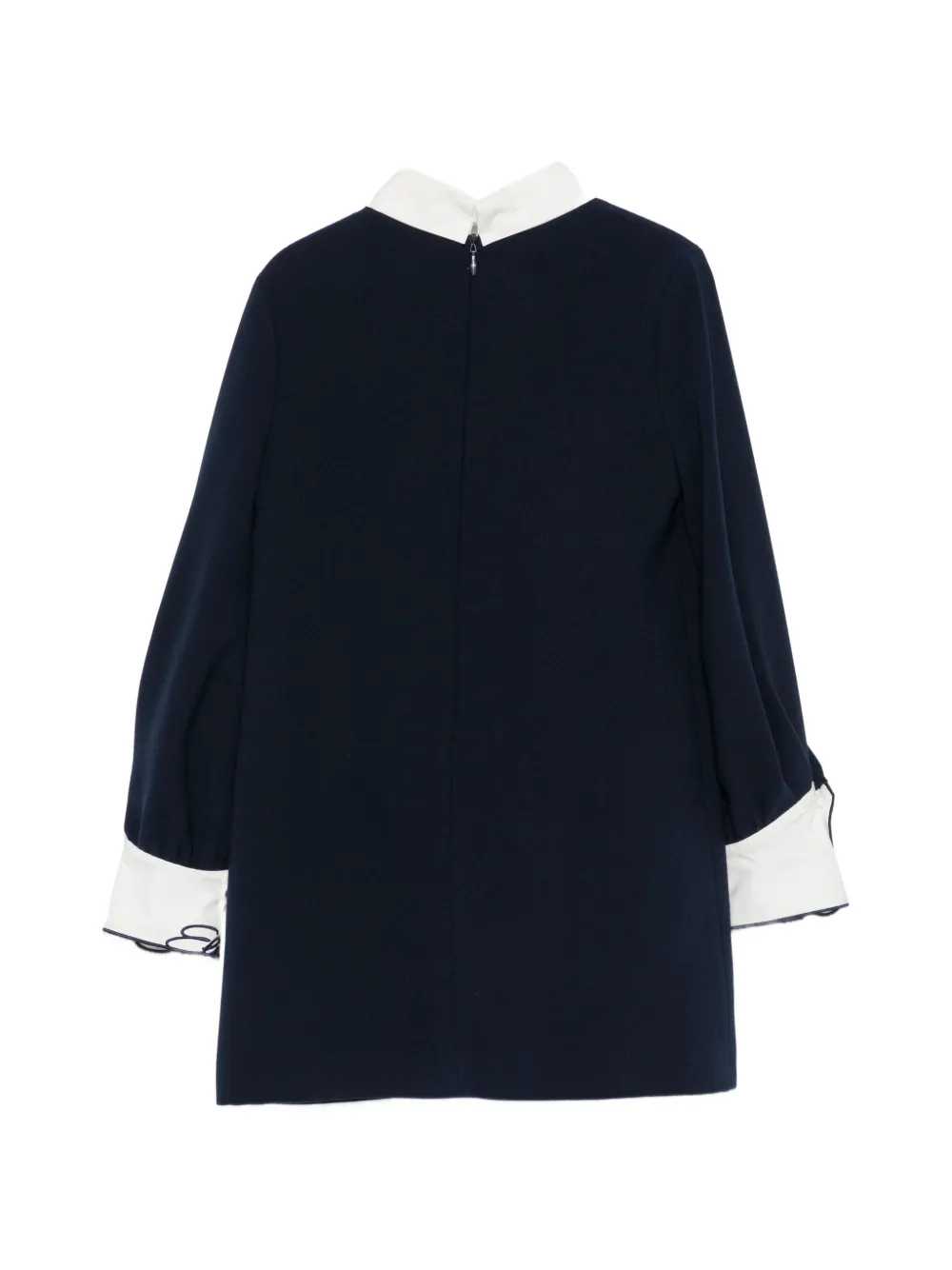 Elisabetta Franchi La Mia Bambina Jurk met contrasterende kraag en geborduurd logo Blauw