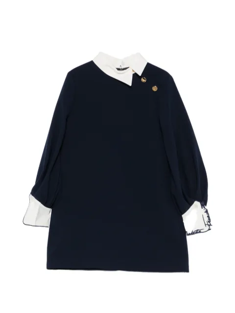 Elisabetta Franchi La Mia Bambina contrast-collar logo-embroidered dress