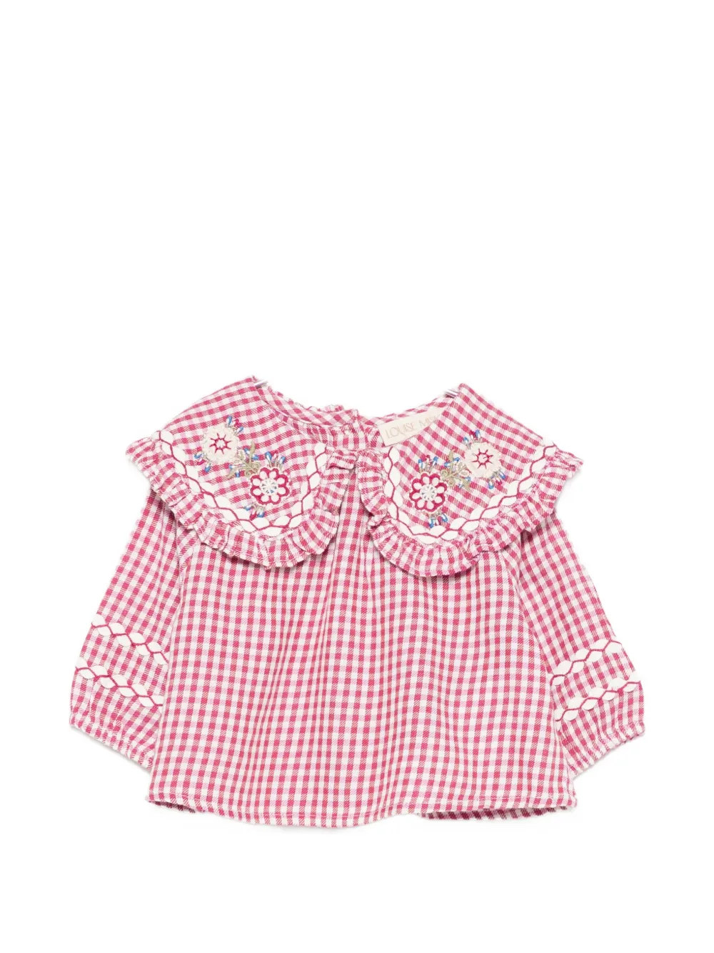 LOUISE MISHA KIDS gingham embroidered-collar blouse - Rot