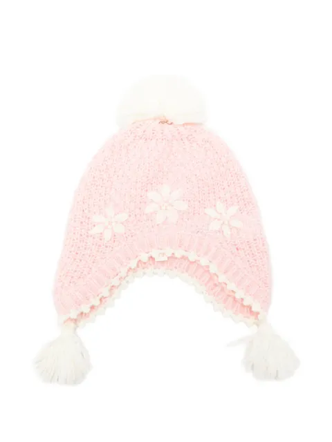 LOUISE MISHA KIDS embroidered pompom-detail beanie hat