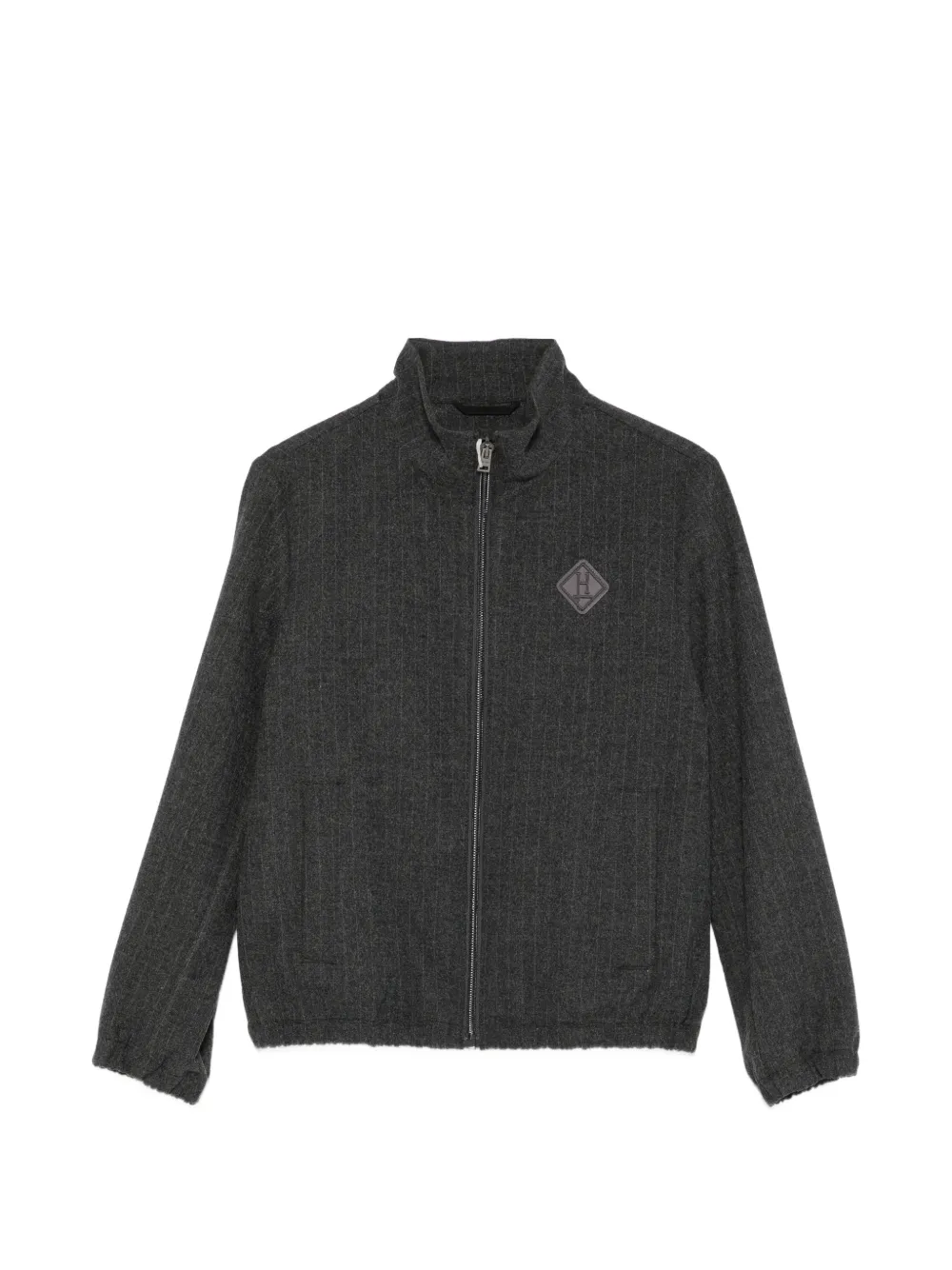 Herno Kids pinstripe-pattern logo-patch jacket | Grey | Image 1