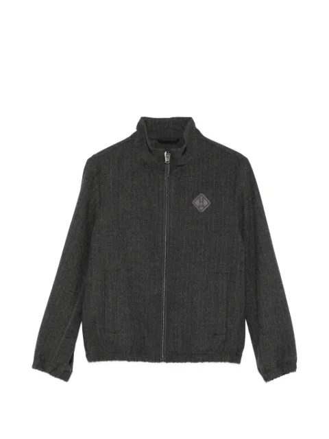 Herno Kids pinstripe-pattern logo-patch jacket