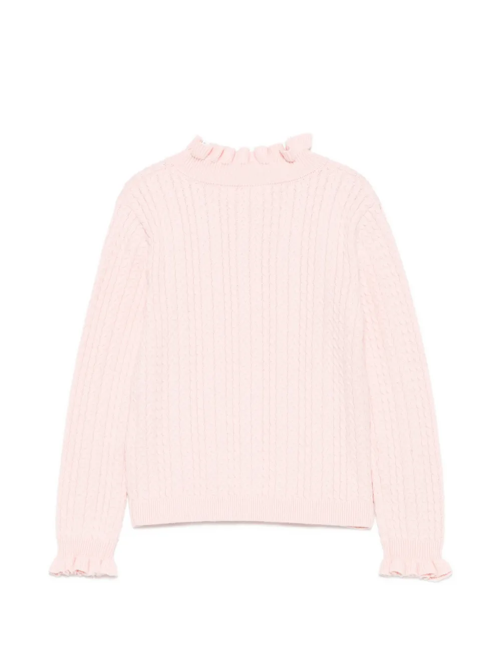 LOUISE MISHA KIDS Kabelgebreide trui met ruches afwerking Roze