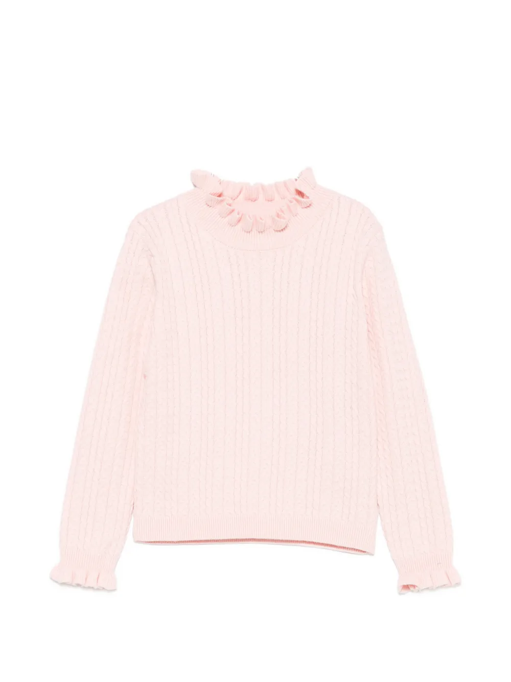 LOUISE MISHA KIDS ruffle-trims cable-knit sweater - Rosa
