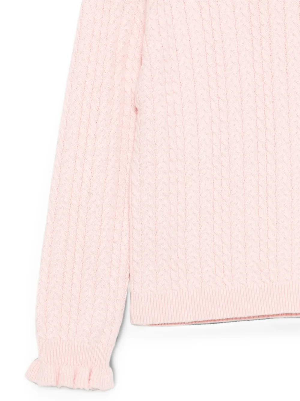 LOUISE MISHA KIDS Kabelgebreide trui met ruches afwerking Roze