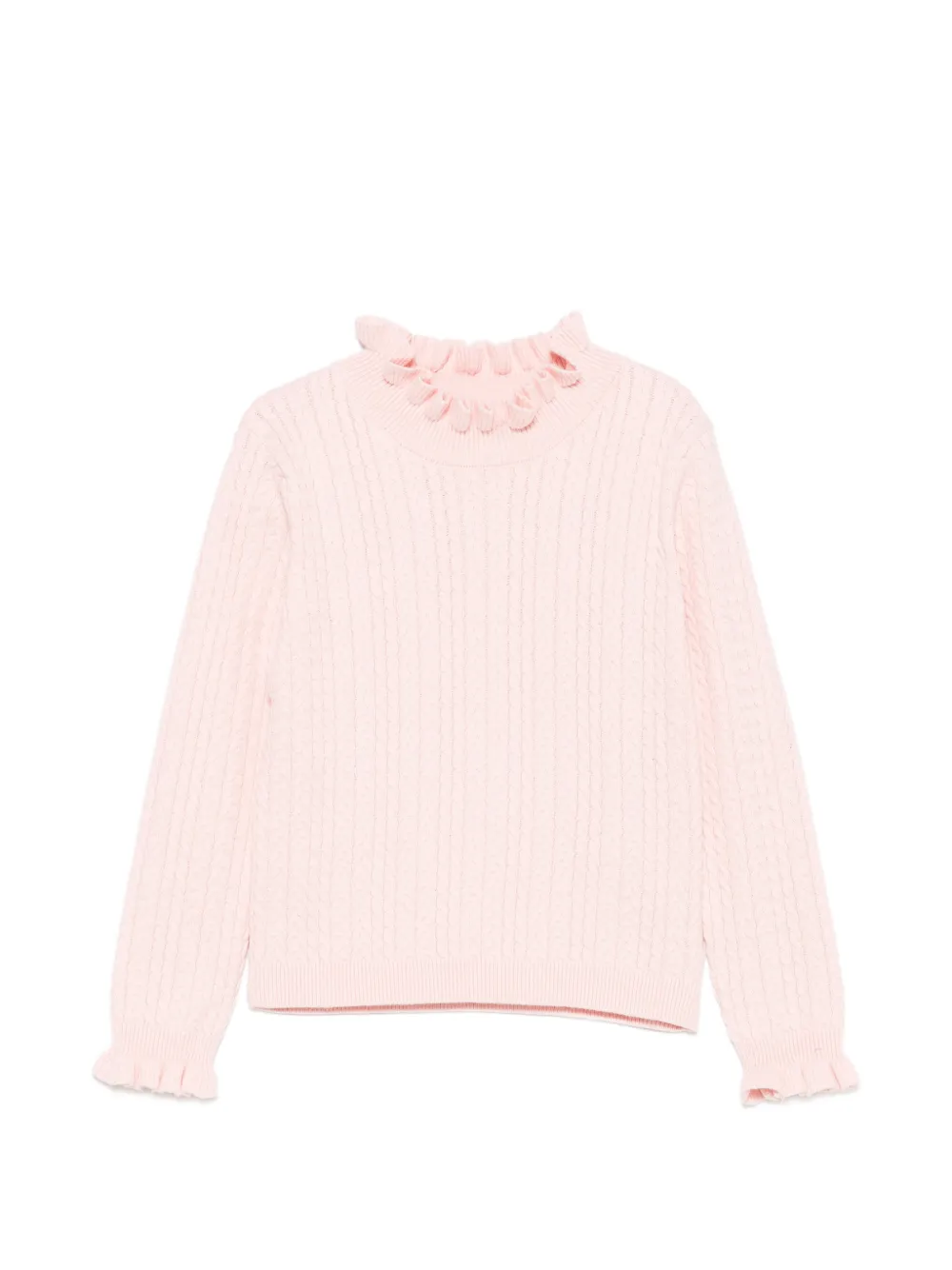 LOUISE MISHA KIDS pull en maille torsadée à finitions volantées - Rose LOUISE MISHA KIDS pull en maille torsadée à finitions volantées - Rose