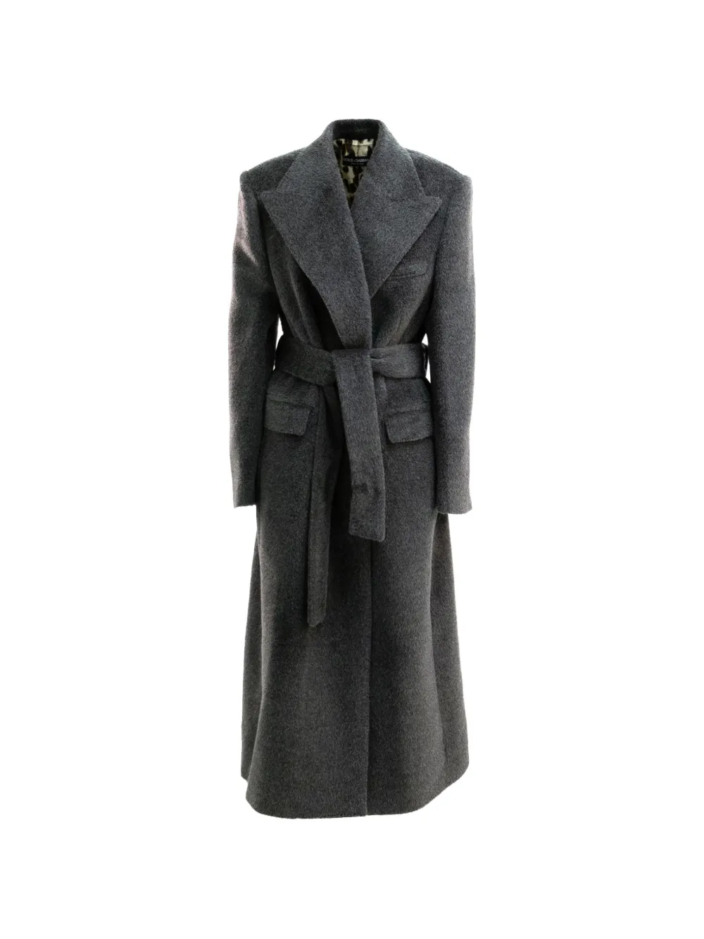 Dolce & Gabbana belted brushed coat - Grigio
