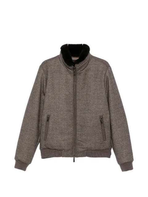 Moorer fur-collar zip-up jacket