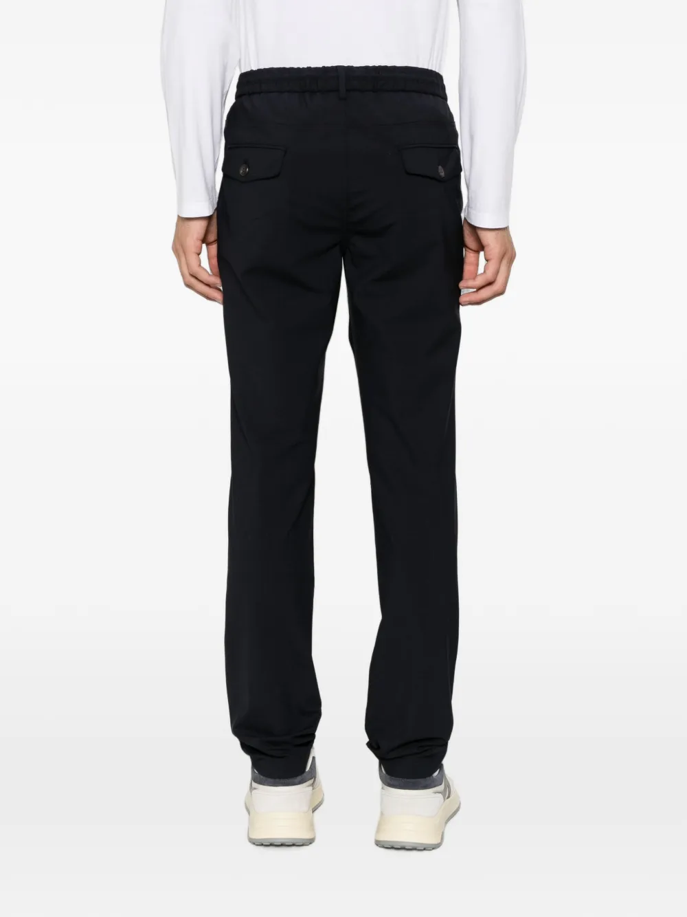 Eleventy drawstring-waist pleated trousers Zwart