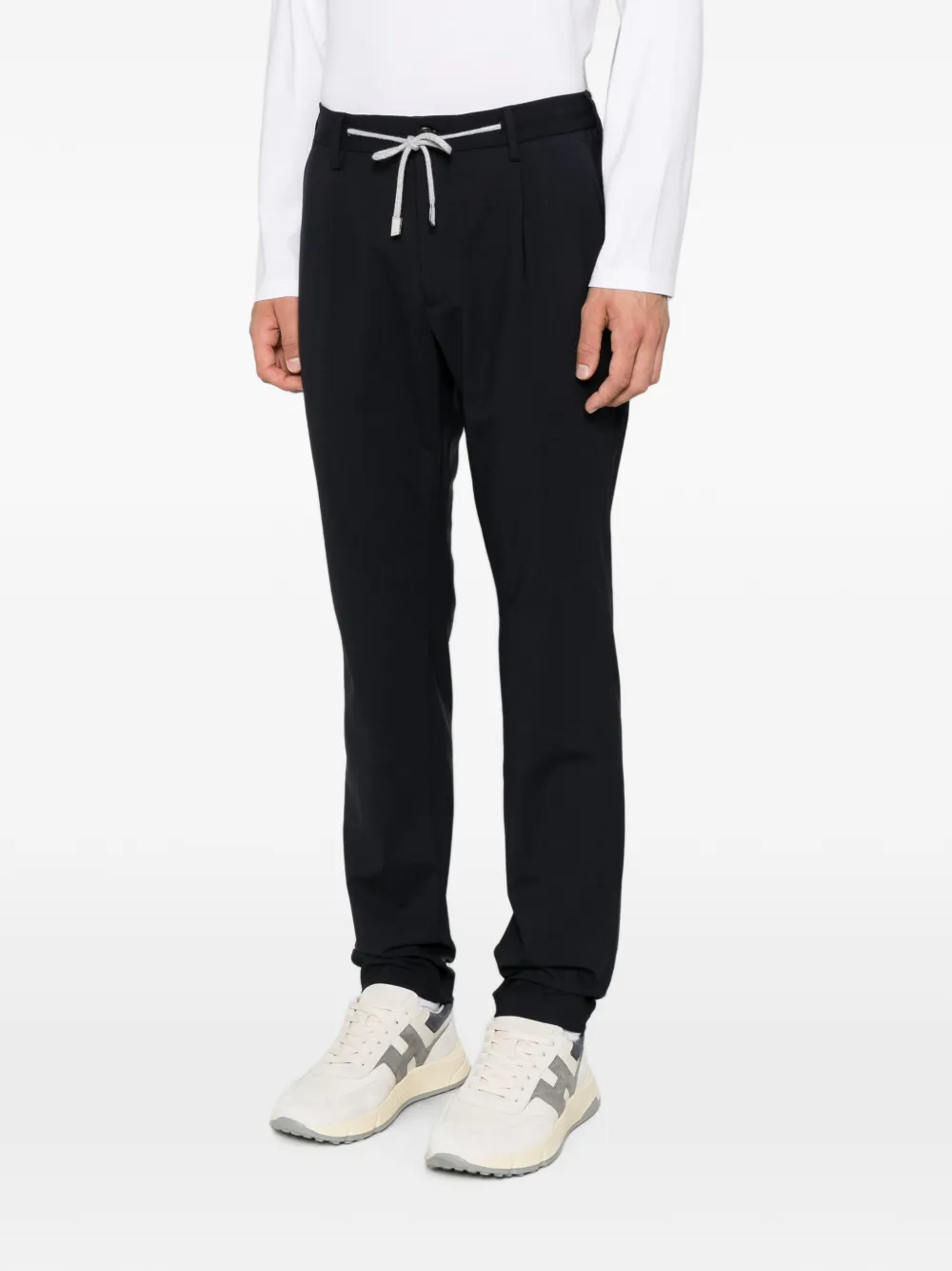 Eleventy drawstring-waist pleated trousers Zwart