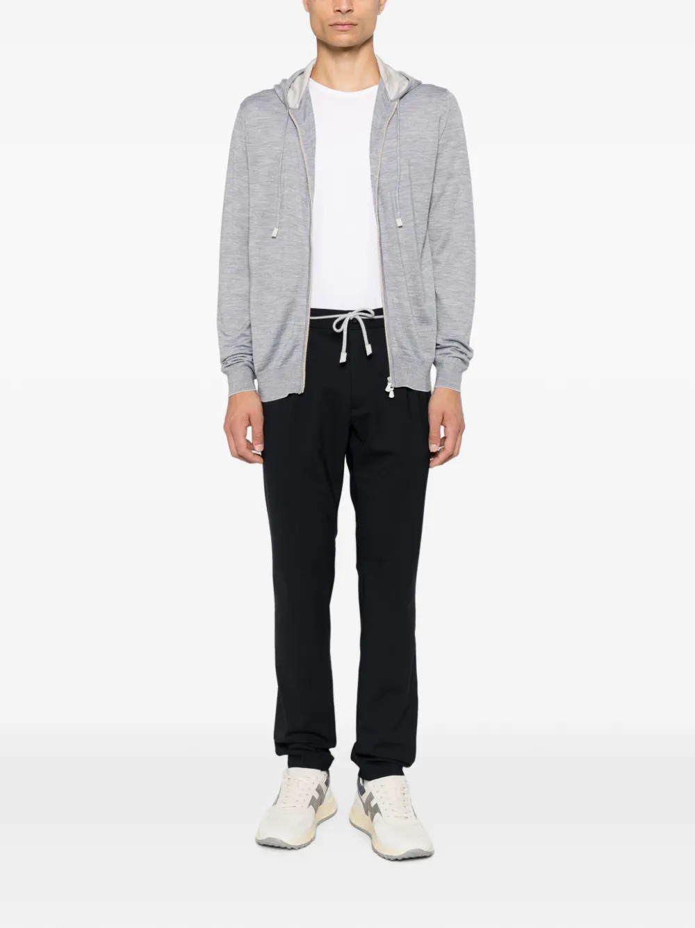 Eleventy drawstring-waist pleated trousers Zwart