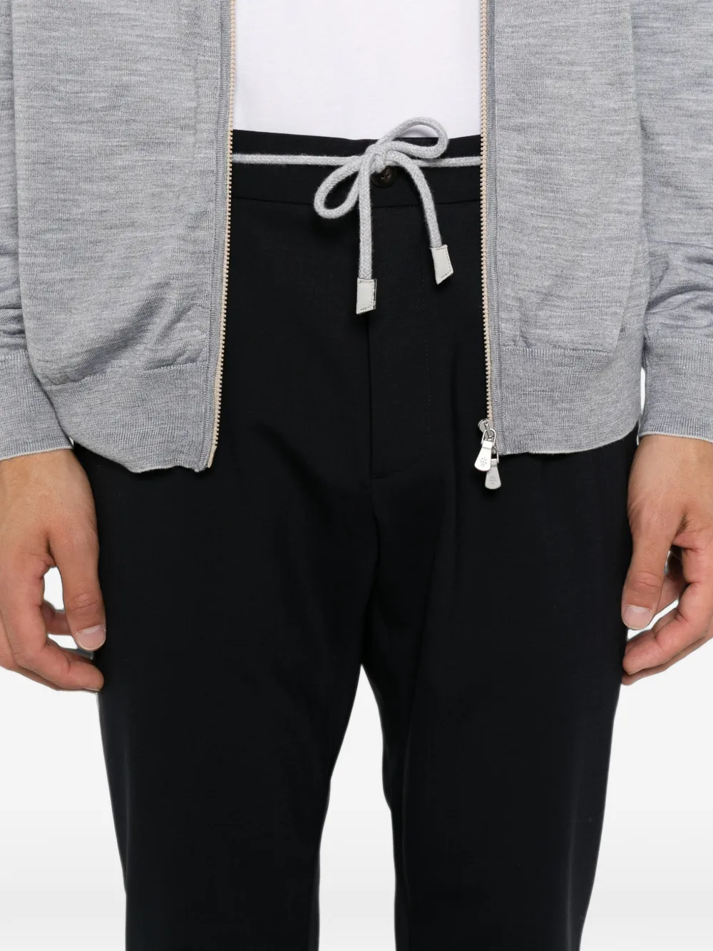 Eleventy drawstring-waist pleated trousers Zwart