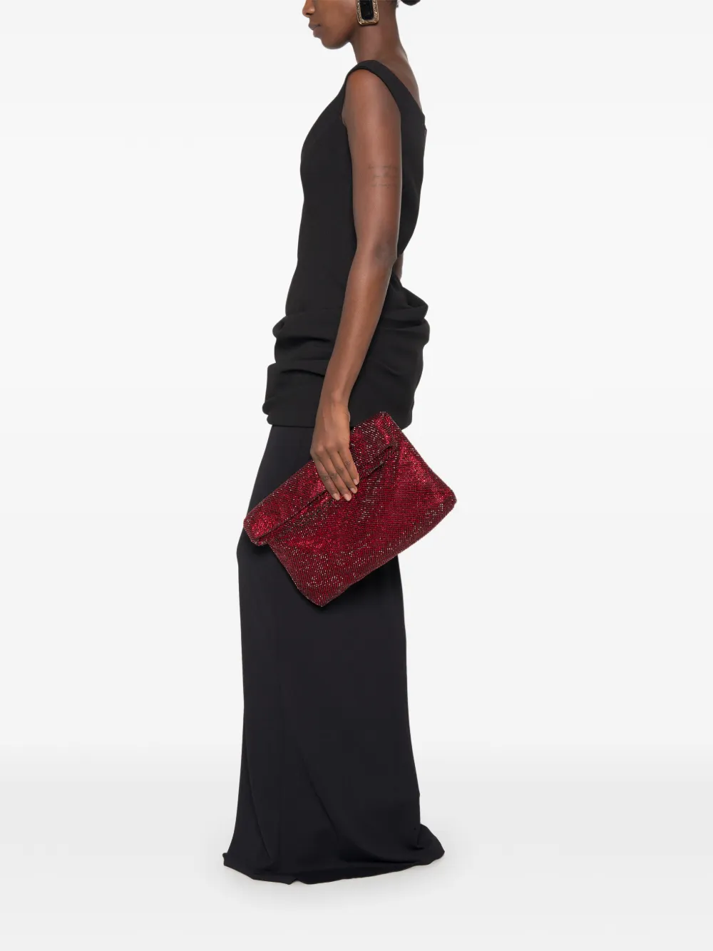 TWENTY FOURHAITCH Dunham clutch verfraaid met kristallen Rood