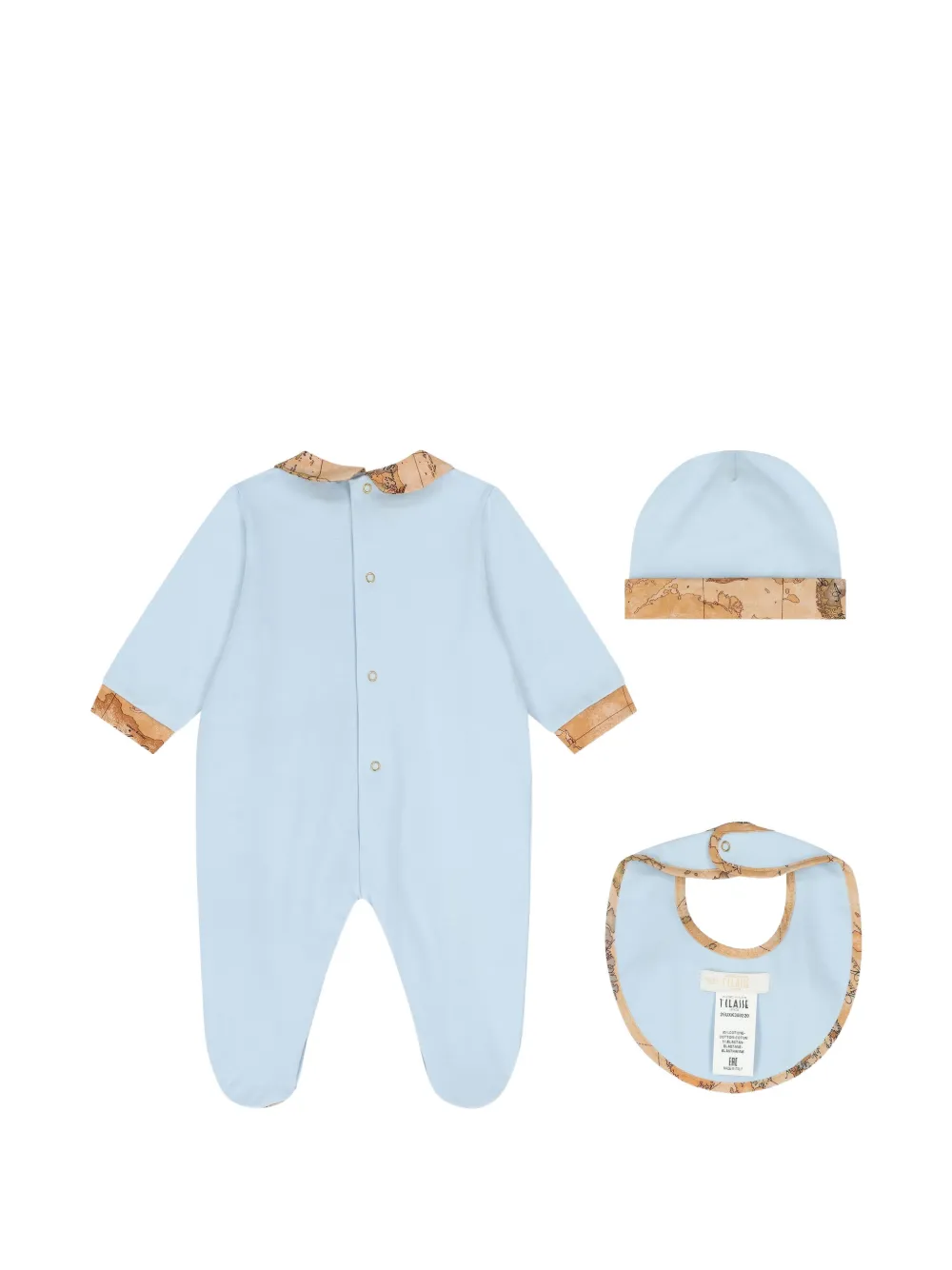 Alviero Martini Kids Drie rompers met kaartprint Blauw
