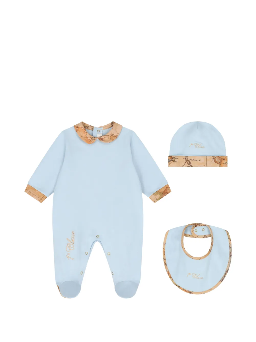 Alviero Martini Kids map-print babygrow set (set of three) - Blau