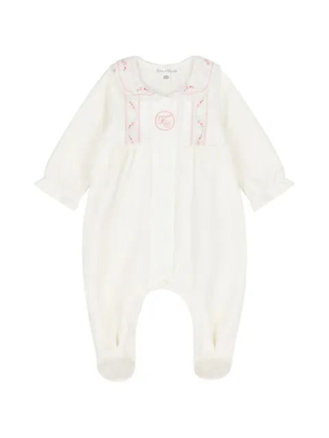 Tartine Et Chocolat floral-embroidered ruffled-collar pajamas
