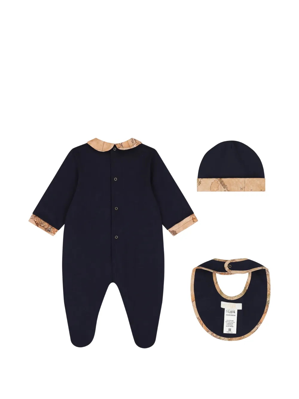 Alviero Martini Kids Drie rompers met kaartprint Blauw