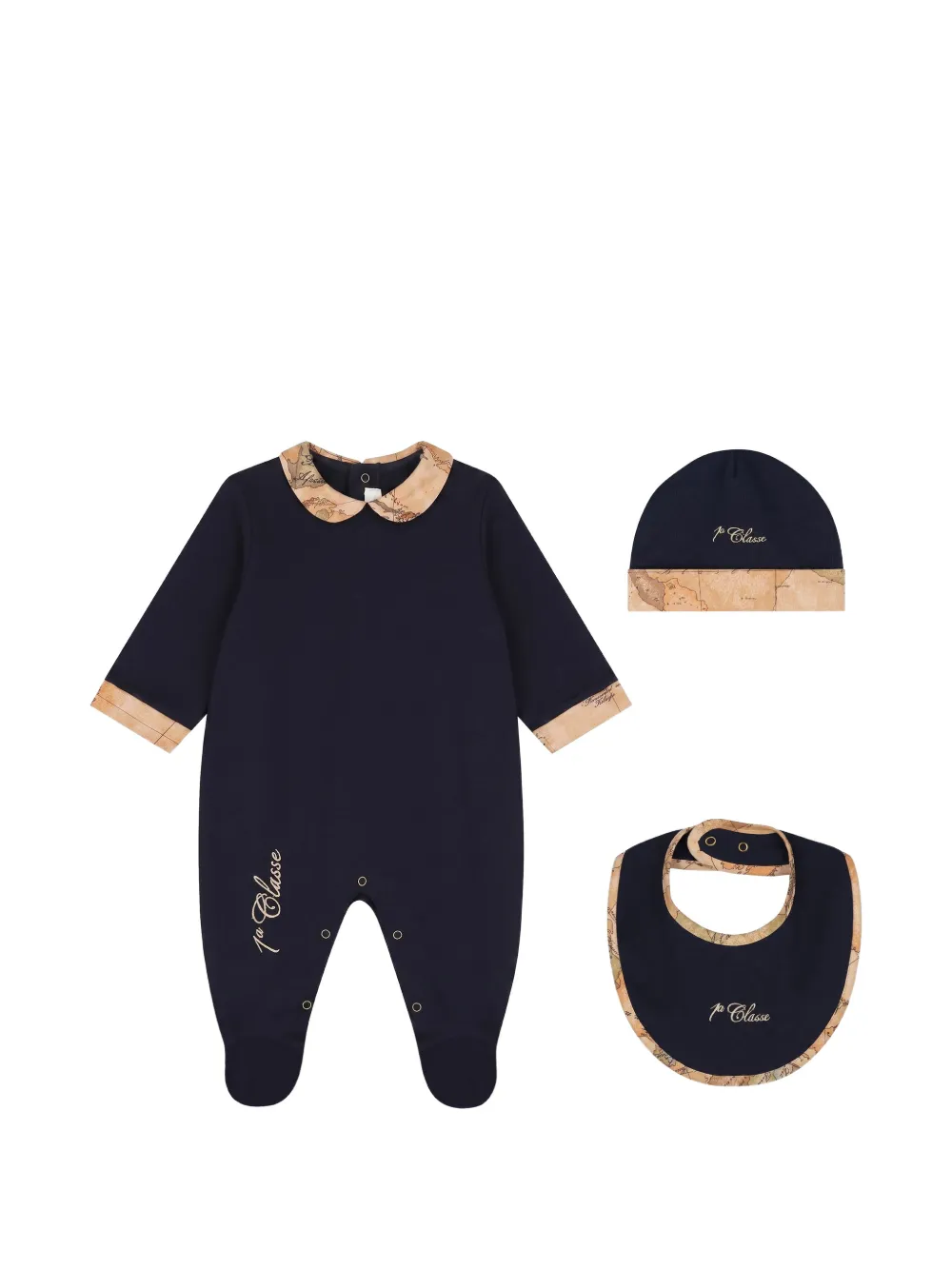 Alviero Martini Kids map-print babygrow set (set of three) - Blau