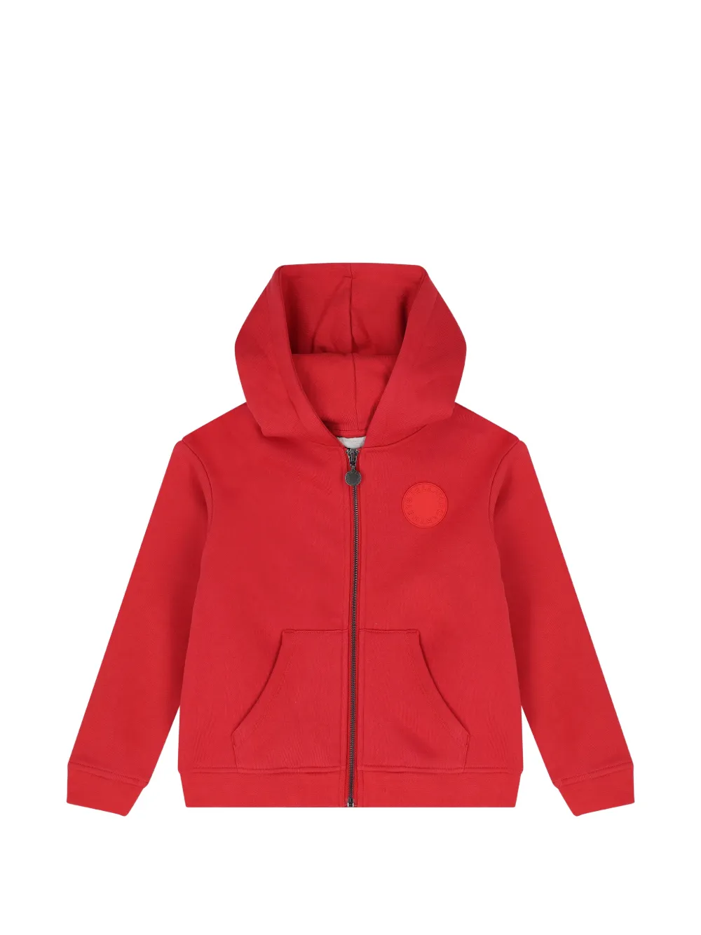 Stella McCartney Kids Felpa con cappuccio, applicazione logo e zip - Rosso