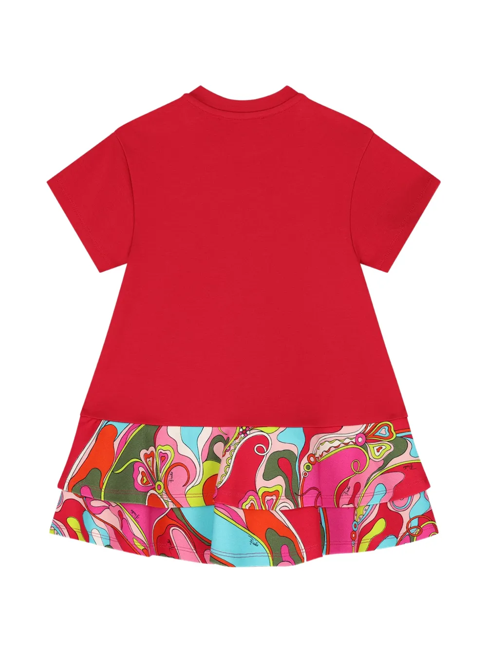 PUCCI Junior Jurk met orchidee-print en ruches Rood