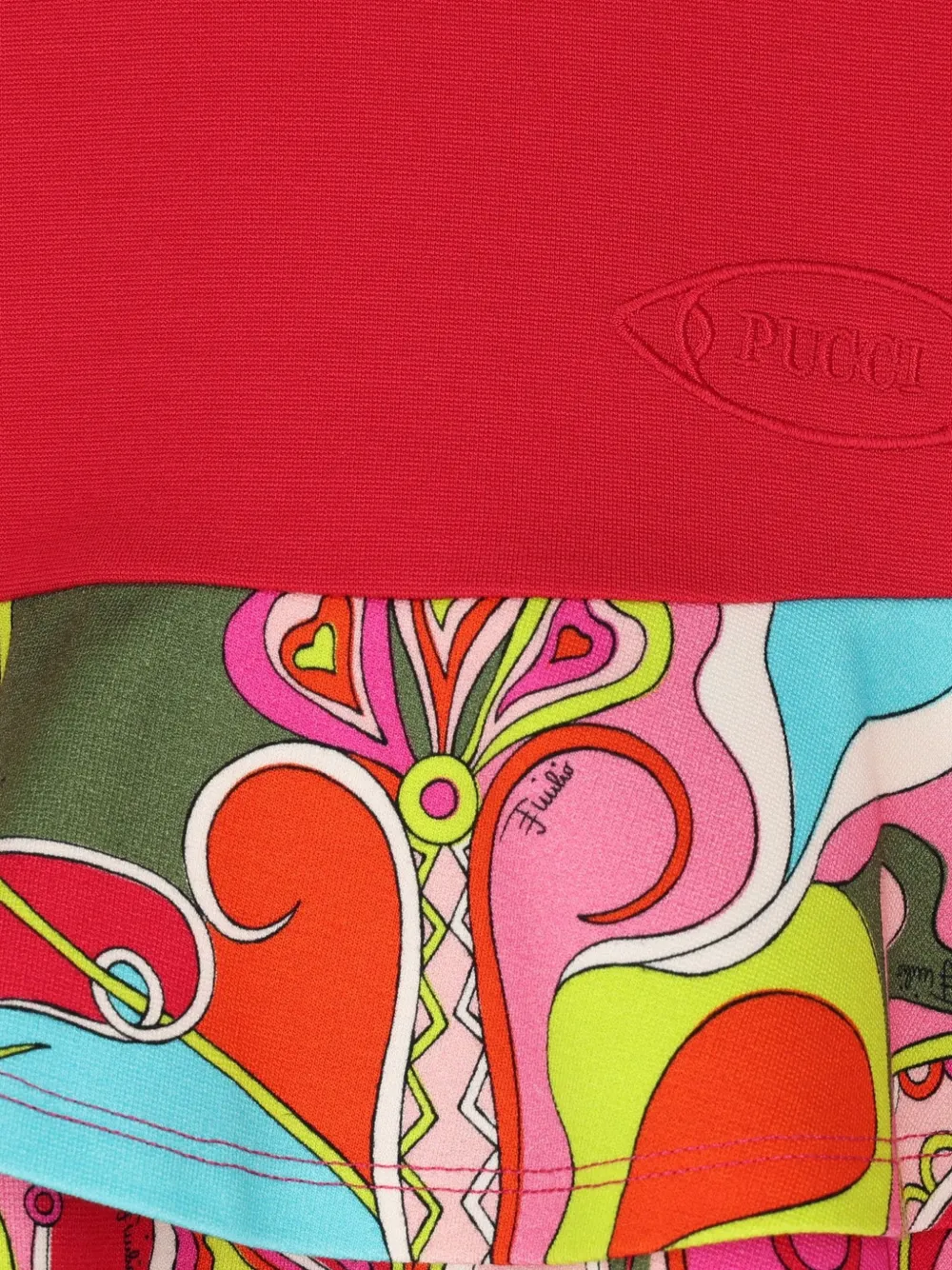 PUCCI Junior Jurk met orchidee-print en ruches Rood