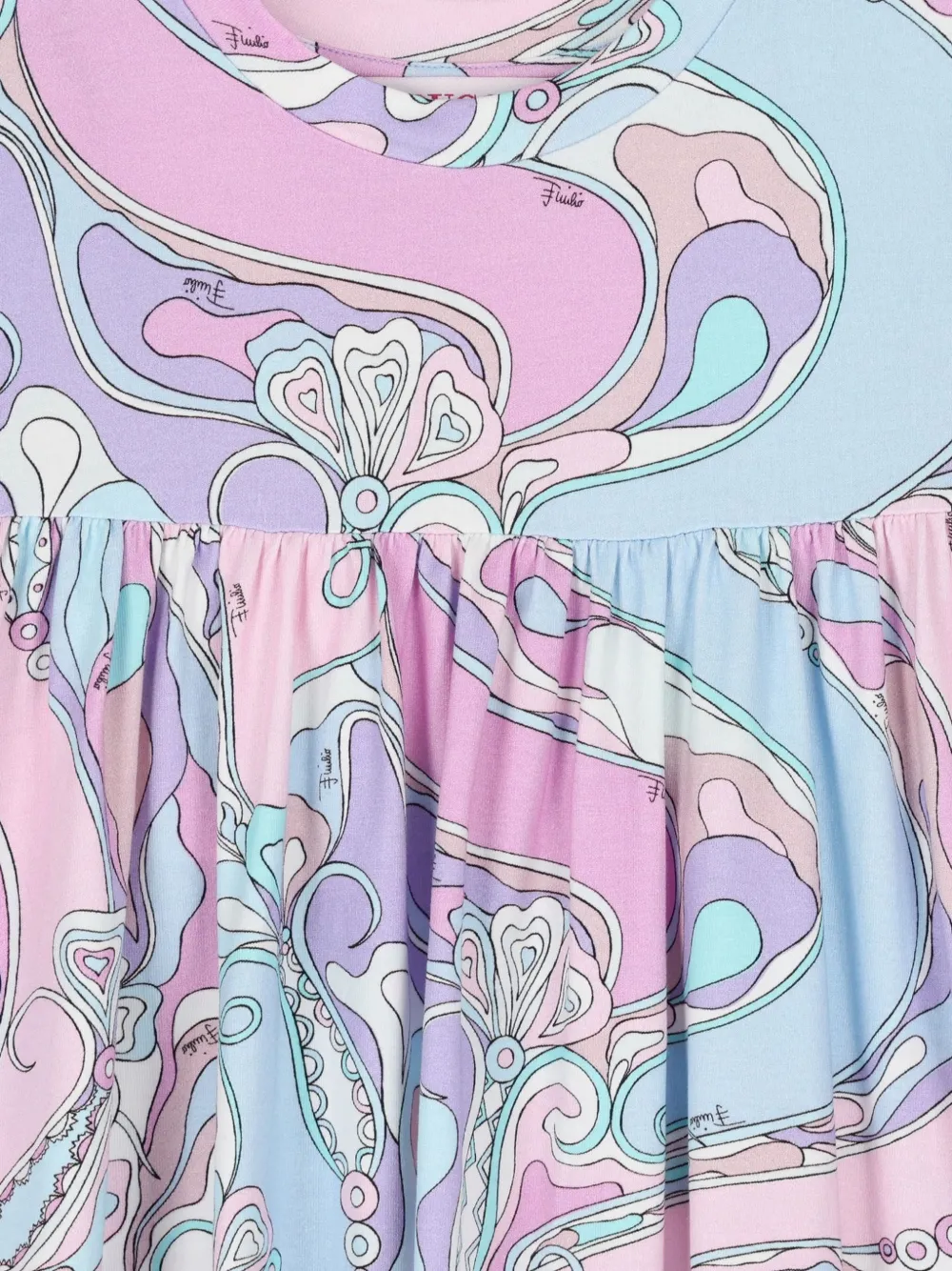 PUCCI Junior Flared jurk met Vivara-print Roze
