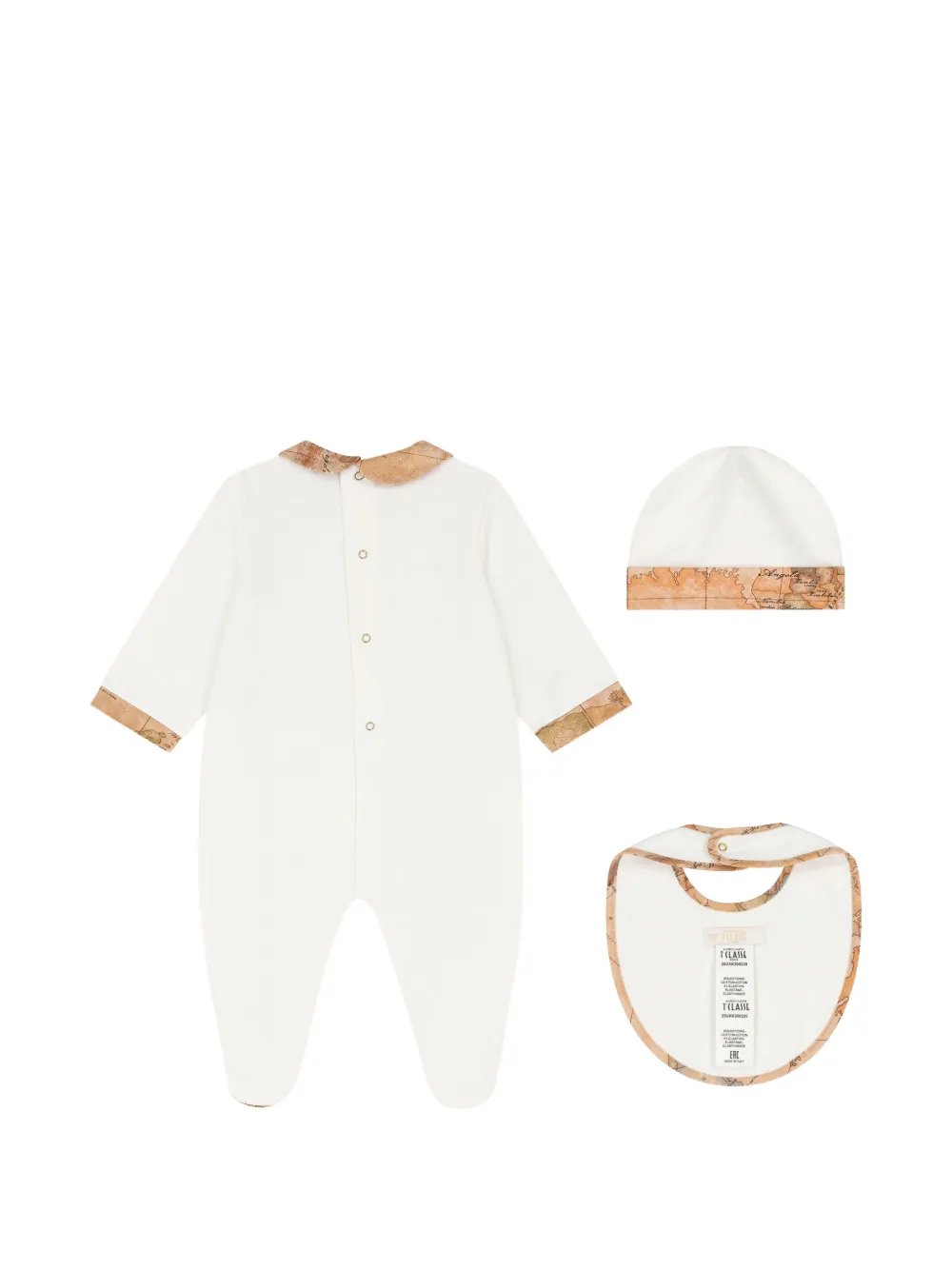 Alviero Martini Kids Drie rompers met kaartprint Wit