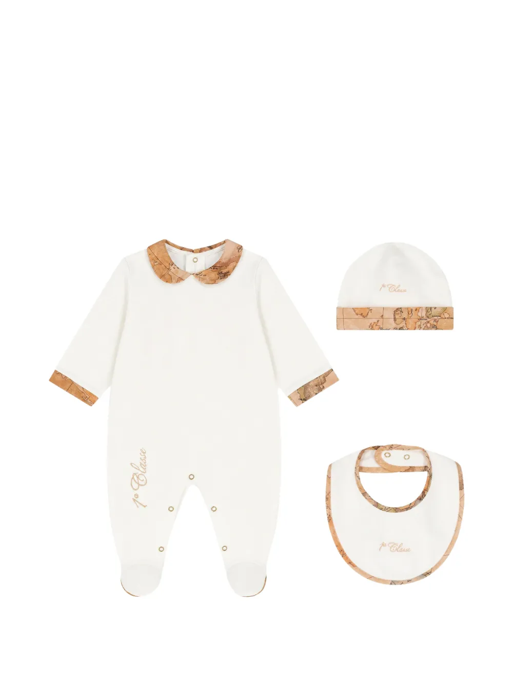 Alviero Martini Kids map-print babygrow set (set of three) - Weiß