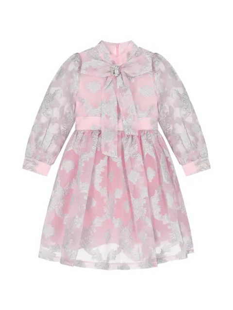 MAMA LUMA KIDS vestido con motivo brocado y detalle de moño