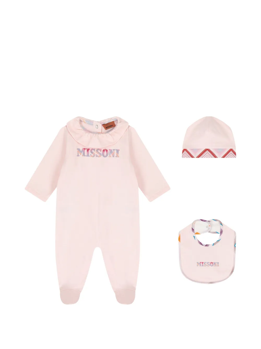 Missoni Kids Dreiteiliges Strampler-Set mit Zickzack-Print - Rosa