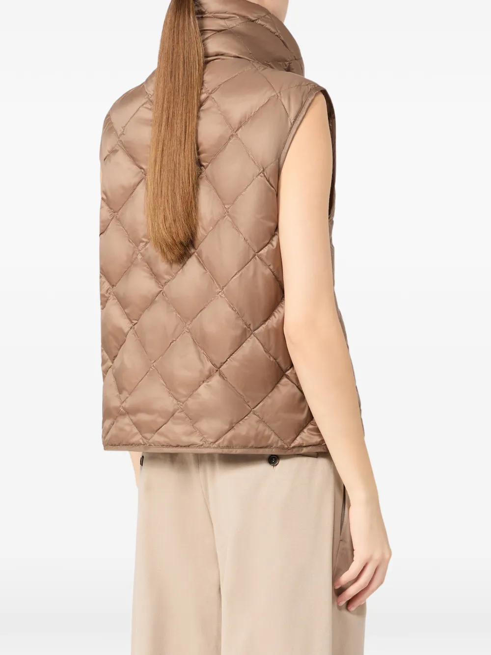 Max Mara Gewatteerde bodywarmer met diamantpatroon Bruin