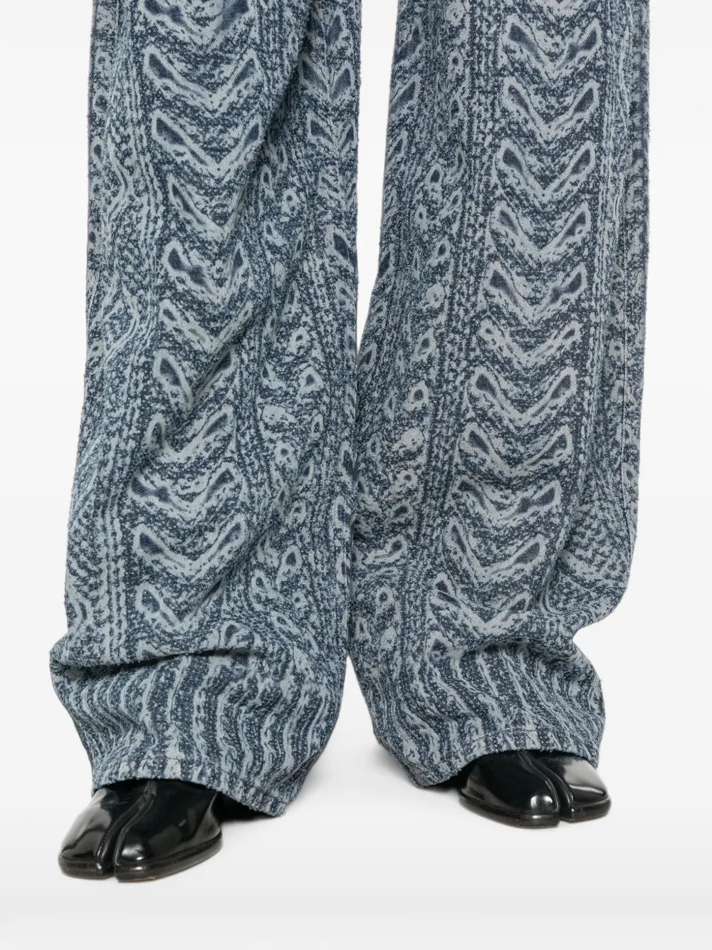 Diesel Kabelgebreide jeans met wijde pijpen Blauw