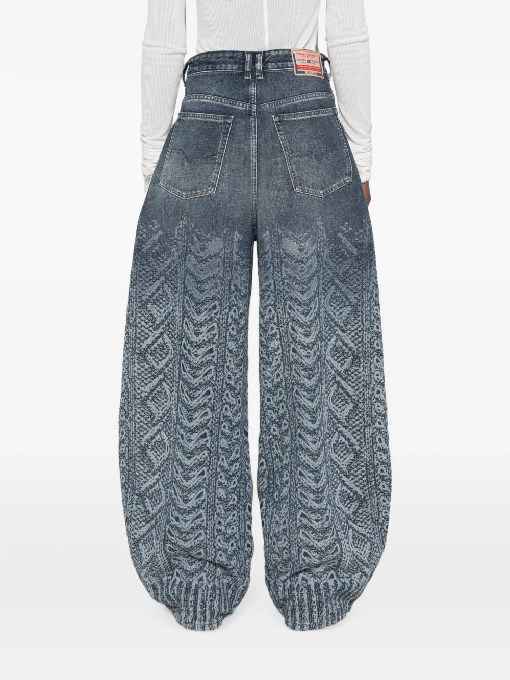 Diesel Kabelgebreide jeans met wijde pijpen Blauw