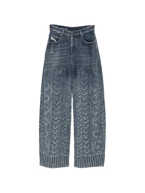 Diesel cable-knit print wide-leg jeans