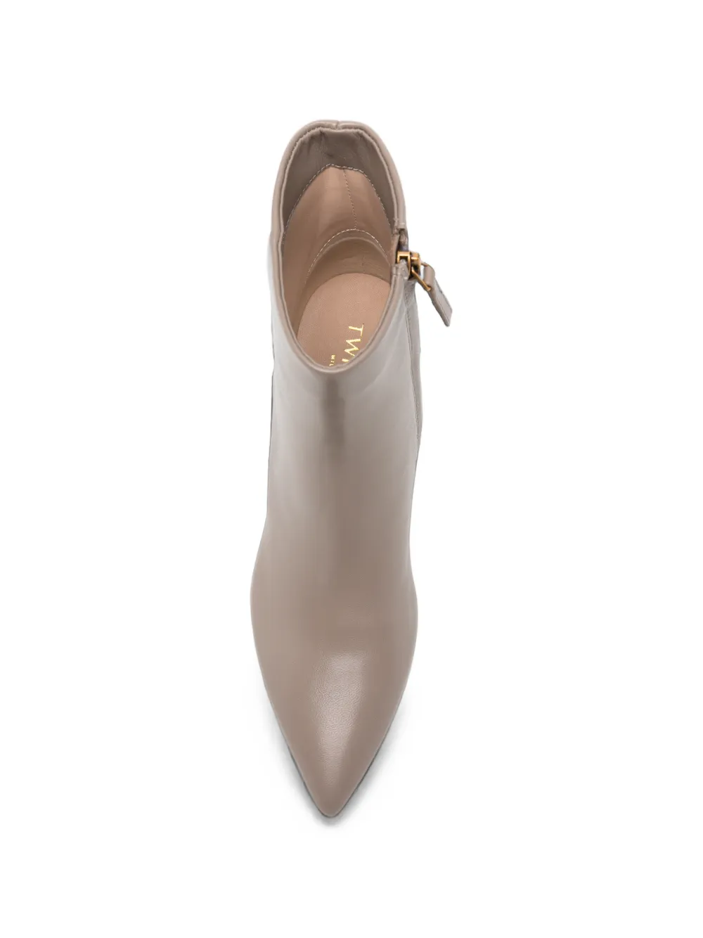 TWINSET pointed-toe leather ankle boots Beige
