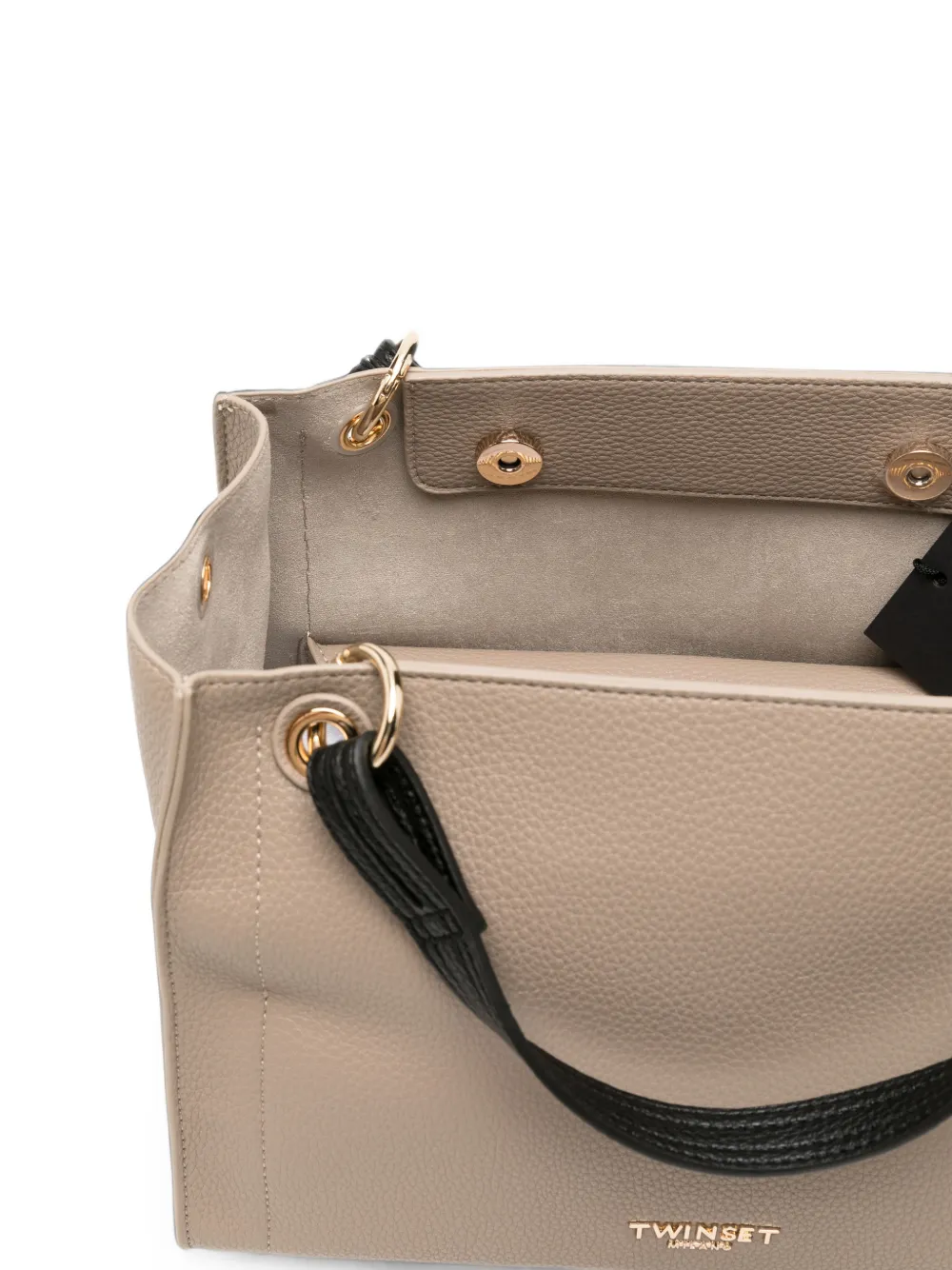 TWINSET Shopper met logoplakkaat en gegranuleerd effect Beige