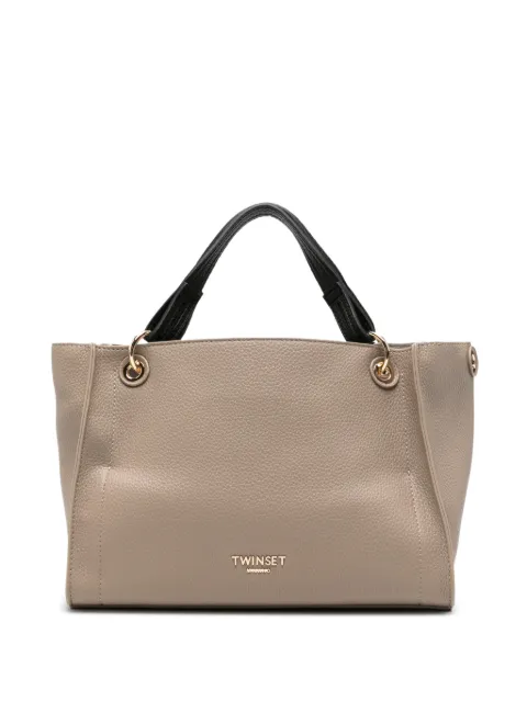 TWINSET grained-effect logo-plaque tote bag