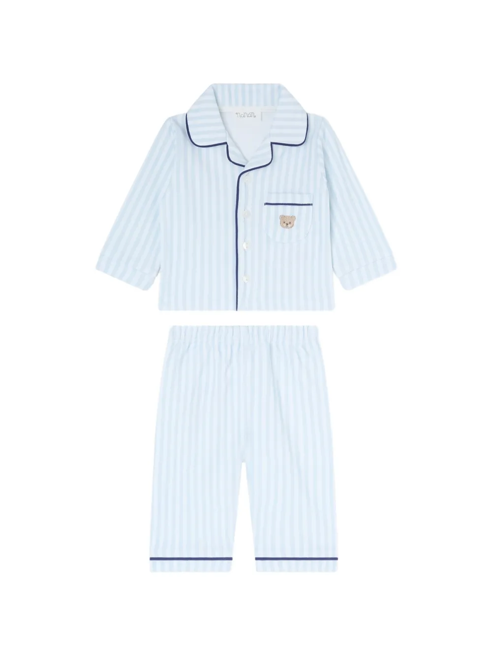 NANAN Tato gestreepte katoenen pyjama met borduurwerk Blauw