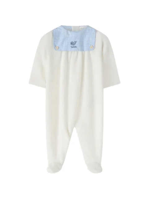 NANAN gingham-panel whale-embroidered pajamas