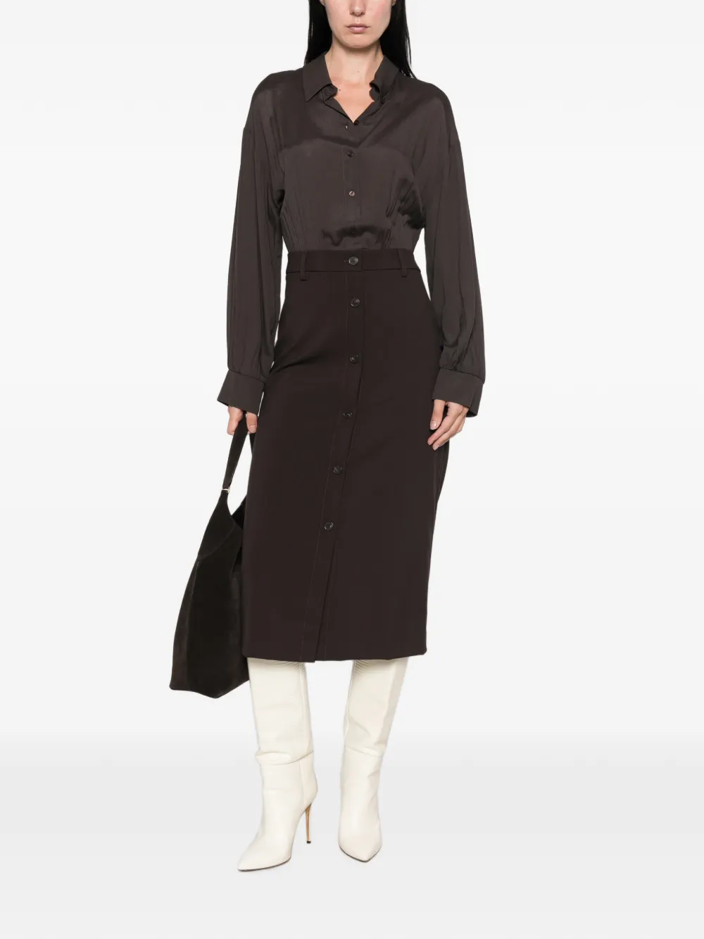 TWINSET Button-down blousejurk Bruin