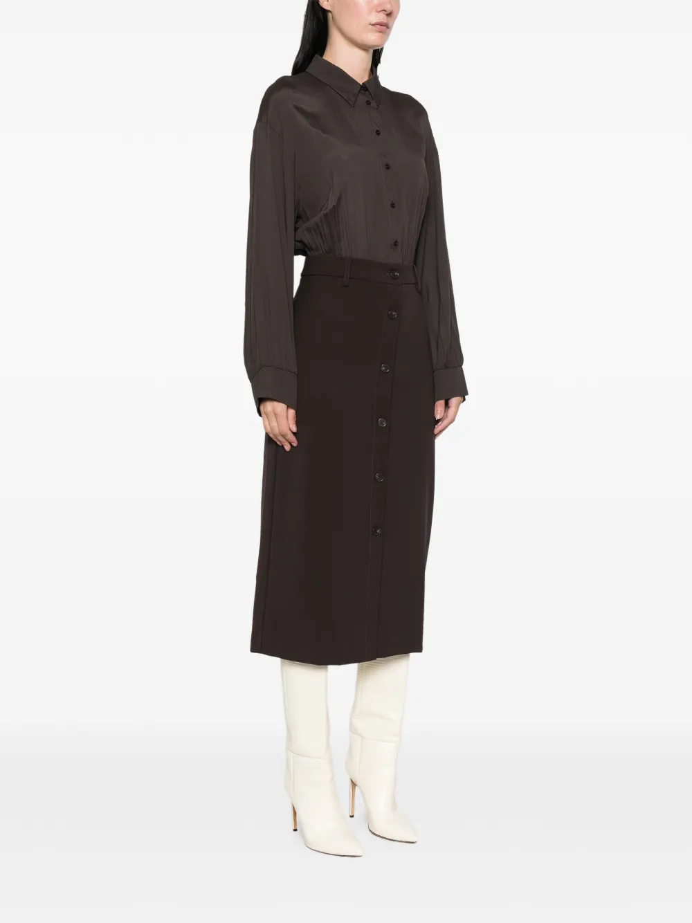 TWINSET Button-down blousejurk Bruin