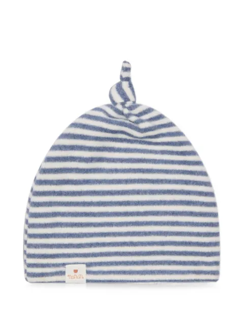 NANAN striped knot-detail beanie hat