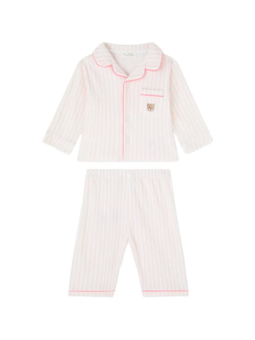 NANAN Gestreepte pyjama met geborduurde patch Roze