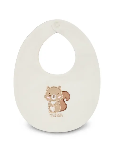 NANAN animal-print embroidered-squirrel bib