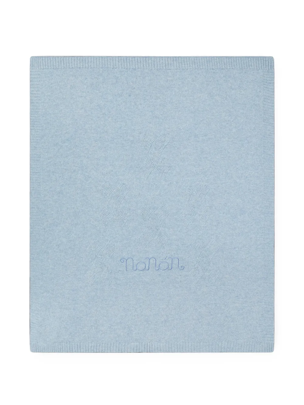 NANAN logo-embroidered knitted blanket - Blu