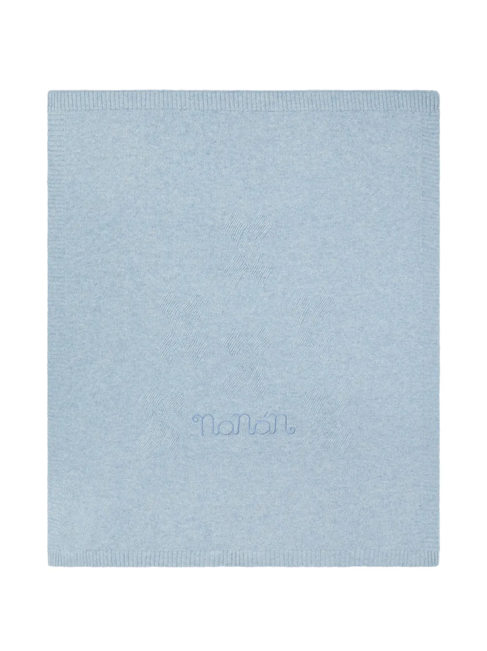 NANAN logo-embroidered knitted blanket - Blu